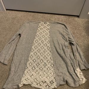Grey with Lace Girls Blouse